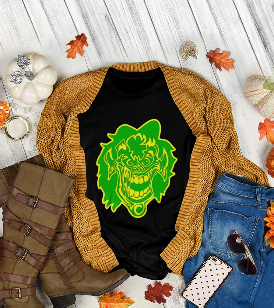 Insane Clown Posse Hatchetman Wicked Clown Face Neon Green Yellow T-Shirt