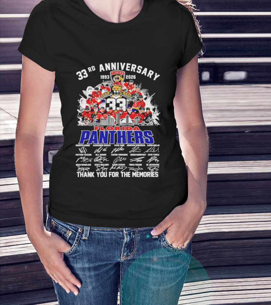 Florida Panthers 33rd Anniversary 1993 2026 Thank You For The Memories T-Shirt