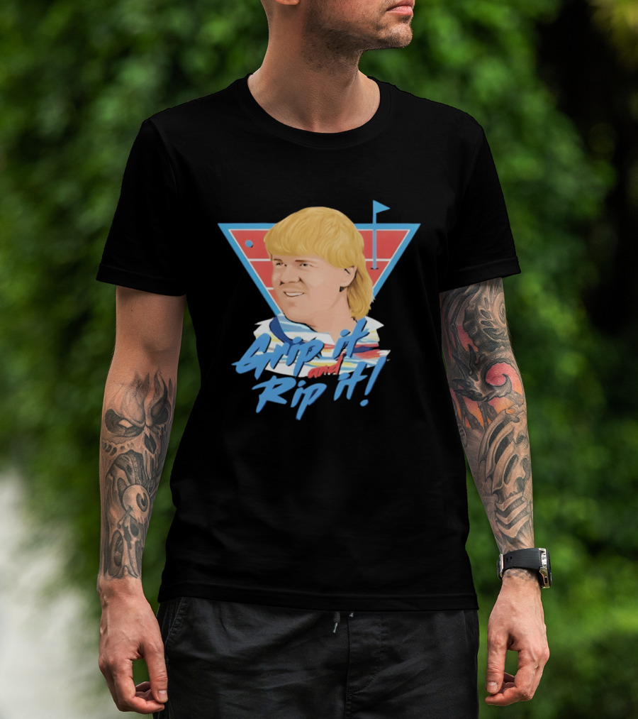 John Daly Bigface Golf Of America 4th Of July Grip It Rip It T-Shirt