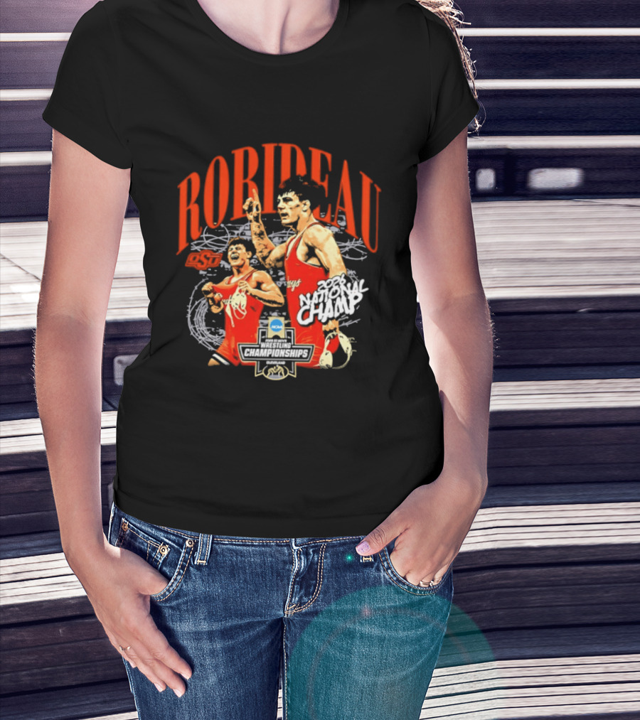 Landon Robideau Oklahoma State Wrestling 2026 National Champ Robideau NCAA T-Shirt