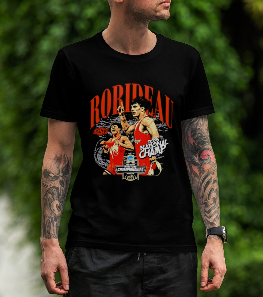 Landon Robideau Oklahoma State Wrestling 2026 National Champ Robideau NCAA T-Shirt