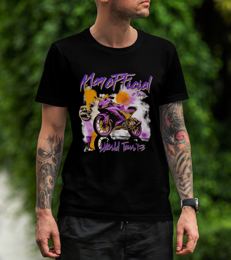 ManOfficial OTan World Tour 13 Motorcycle Purple Sunset T-Shirt