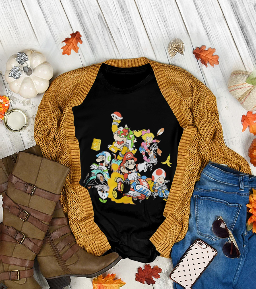 Mario Kart Racing Adventures with Luigi Toad Bowser Princess Peach T-Shirt