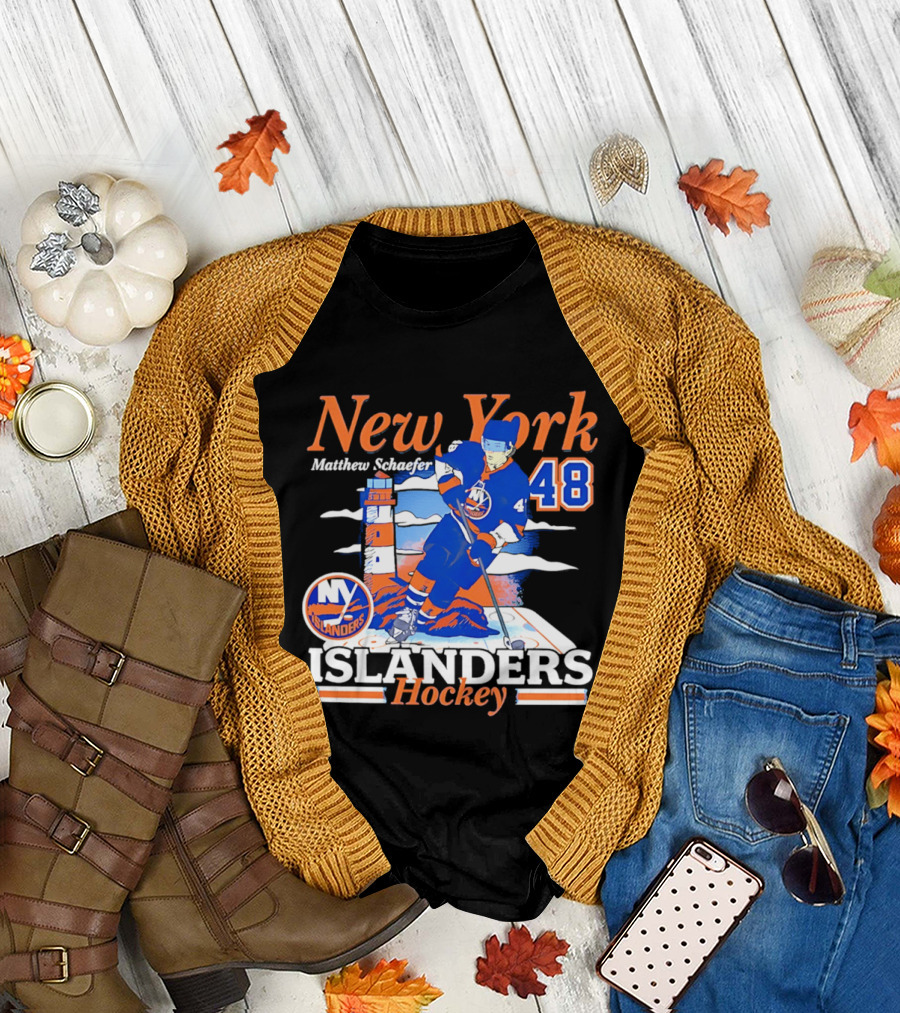 New York Islanders Matthew Schaefer 48 Hockey Team T-Shirt
