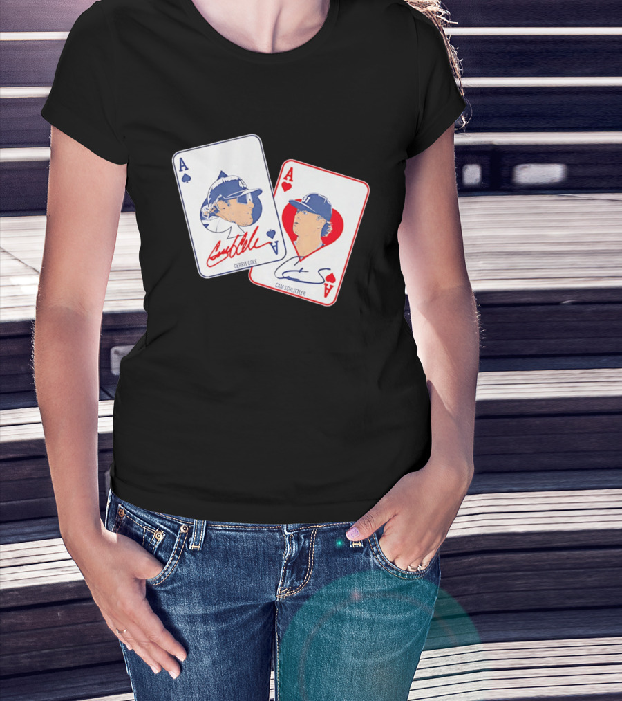 New York Yankees Gerrit Cole Cam Schlittler Pocket Aces Playing Cards T-Shirt