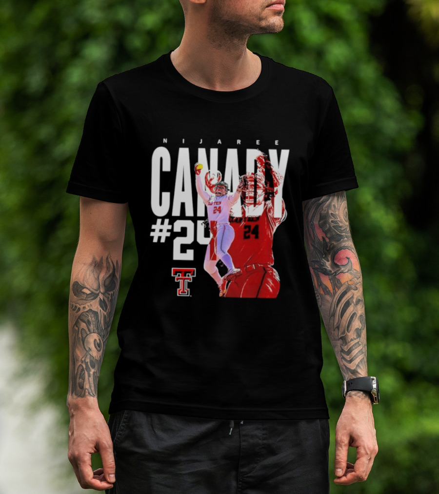 NiJaree Canady 24 Texas Tech Softball Player Pose With Team T-Shirt