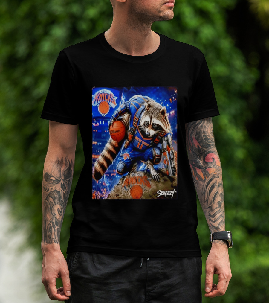 Rocket Raccoon New York Knicks NBA Basketball 11 S Breezy Wilson T-Shirt