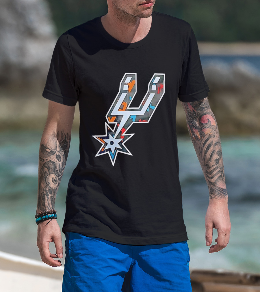 San Antonio Spurs Fiesta Colors Iconic Basketball T-Shirt
