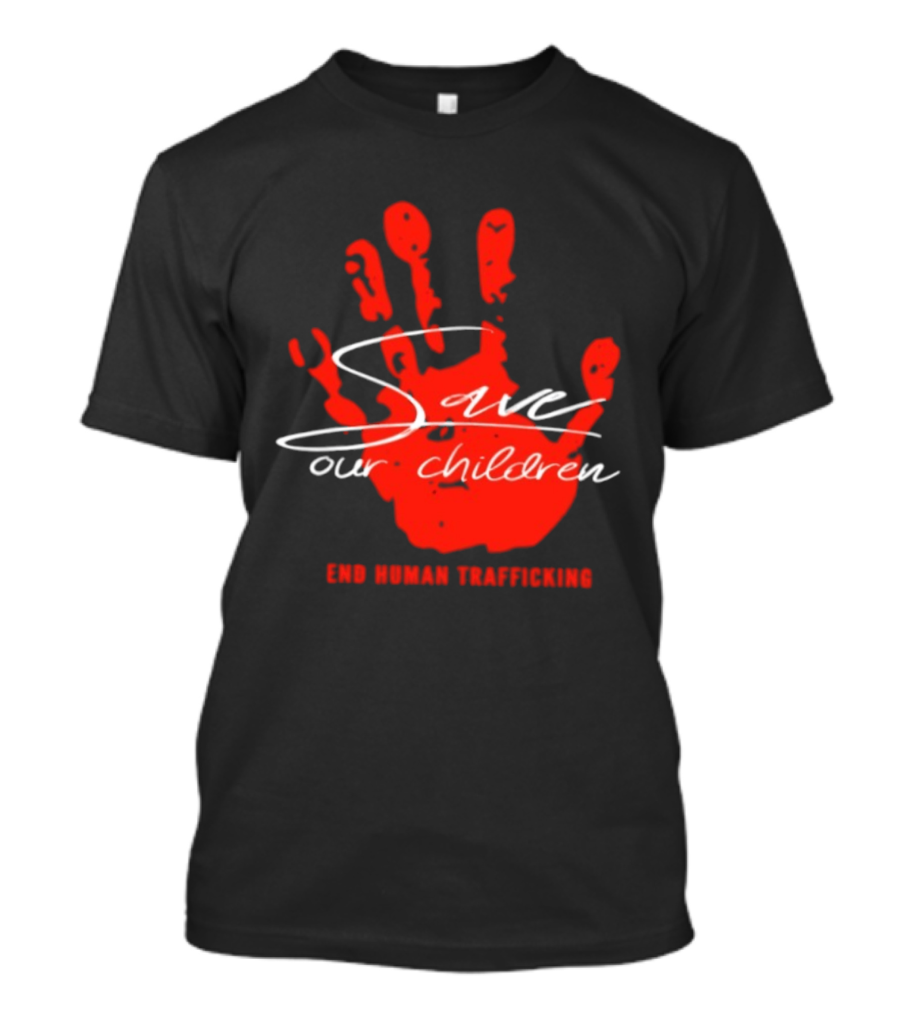 Save Our Children Red Handprint End Human Trafficking T-Shirt
