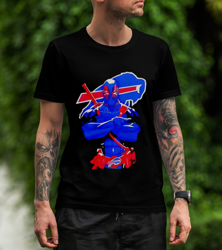 Deadpool Meditation Buffalo Bills Super Hero Football Fan T-Shirt