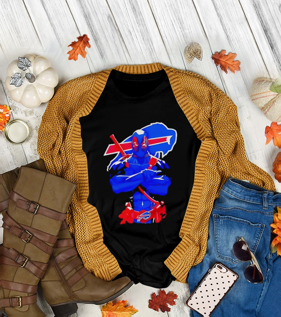 Deadpool Meditation Buffalo Bills Super Hero Football Fan T-Shirt