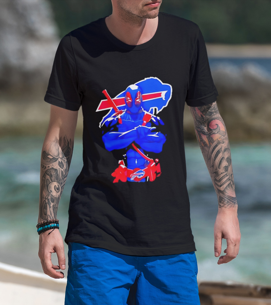 Deadpool Meditation Buffalo Bills Super Hero Football Fan T-Shirt