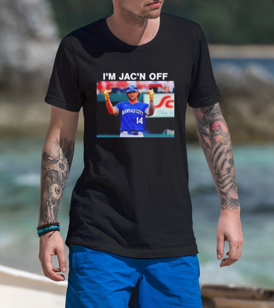Kansas City Baseball Jac Caglianone Number 14 I'm Jac'n Off T-Shirt