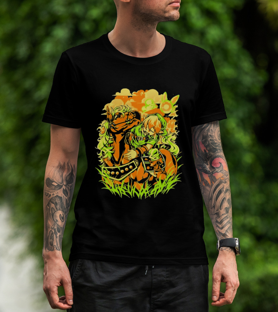 Legend Of Zelda Link And Epona Journey Through Hyrule Fields Adventure T-Shirt