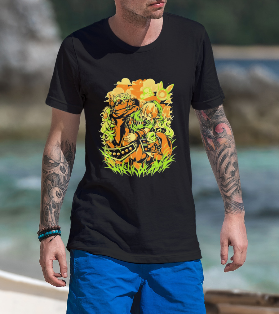 Legend Of Zelda Link And Epona Journey Through Hyrule Fields Adventure T-Shirt