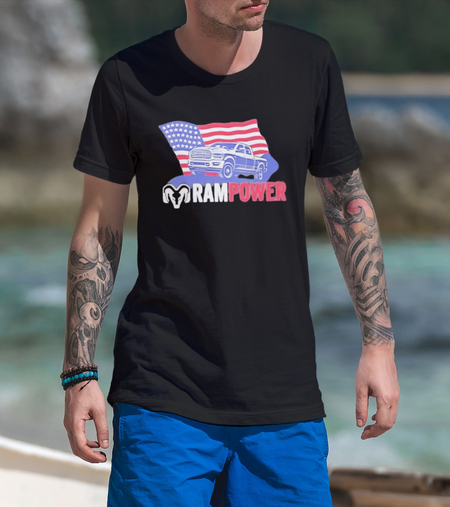 Ram Power American Flag Truck Patriot T-Shirt