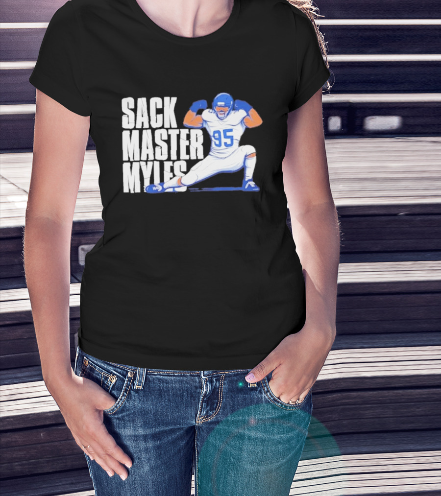 Myles 95 Sack Master Football Pose T-Shirt