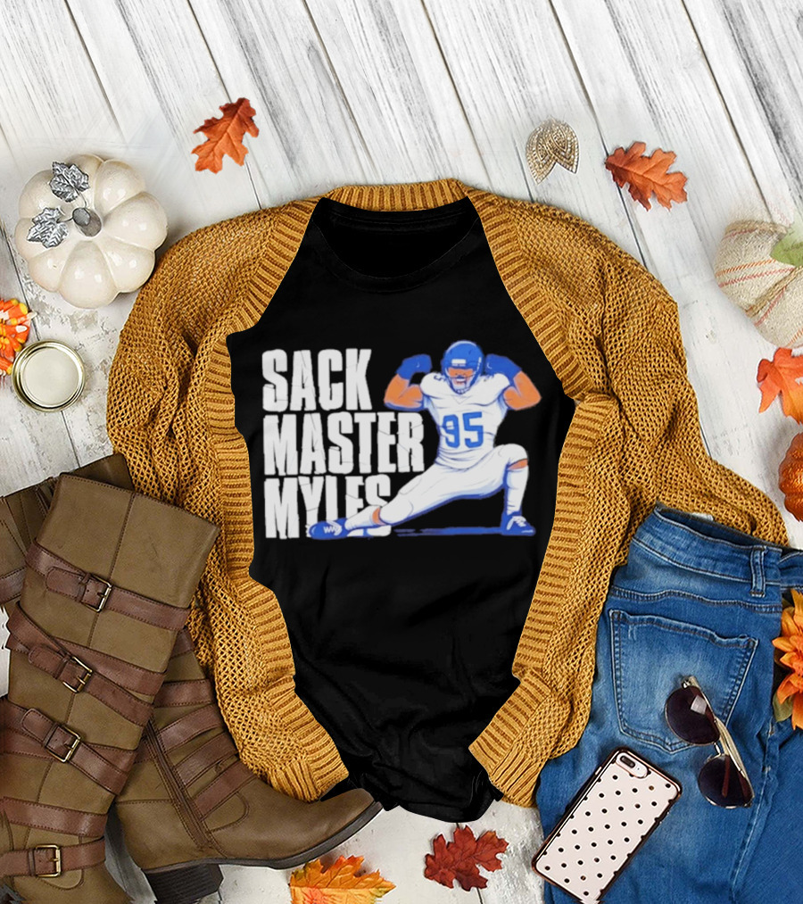 Myles 95 Sack Master Football Pose T-Shirt