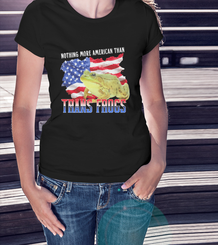 Nothing More American Than Trans Frogs Pride USA Flag Frog T-Shirt