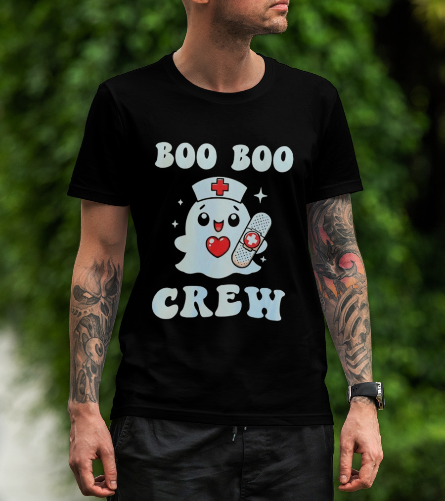 Boo Boo Crew Cute Ghost Nurse Halloween T-Shirt