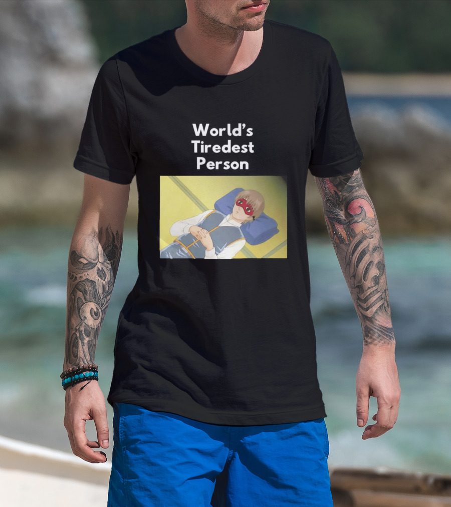 Okita Sougo World's Tiredest Person Anime Character Relaxing T-Shirt