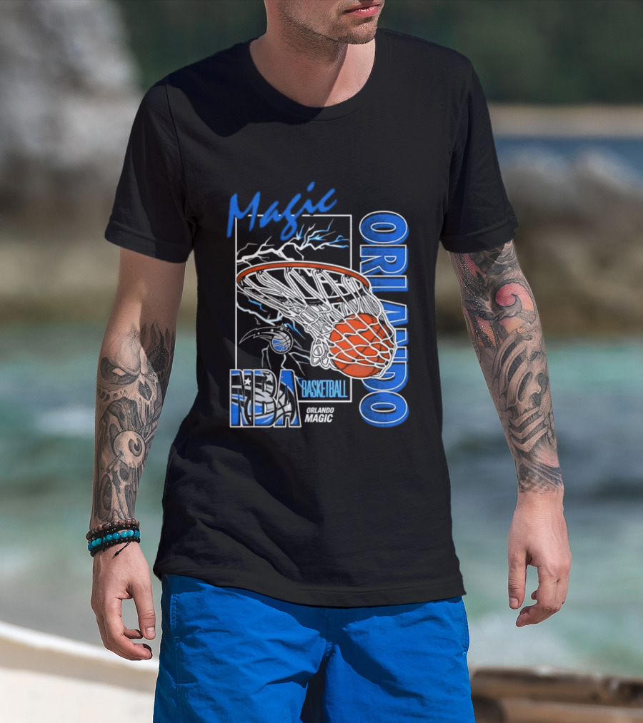 Magic Orlando Basketball NBA Lightning Swish T-Shirt