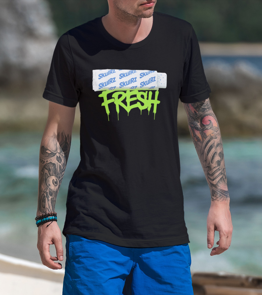 Skulrz Fresh Gum Stylized Wrapper And Green Dripping T-Shirt