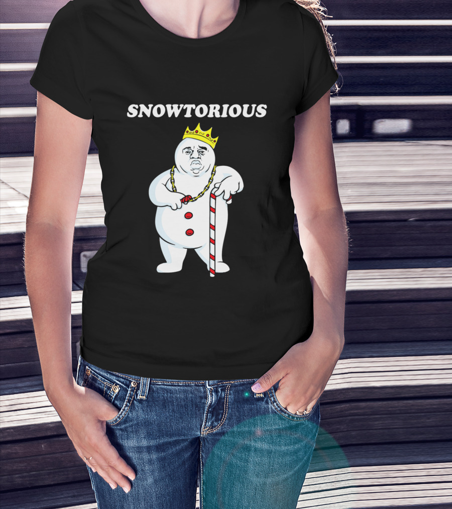 SNOWTORIOUS Funny Christmas King Snowman With Crown And Candy Cane T-Shirt