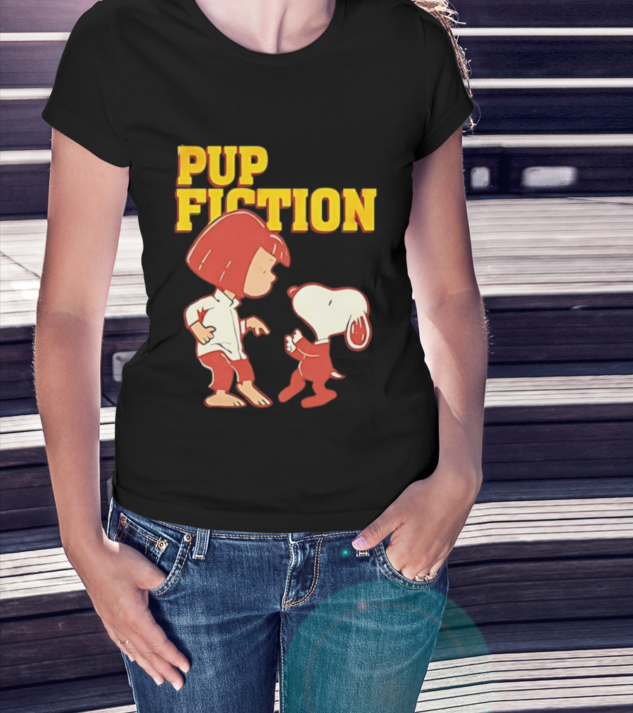 Pup Fiction Peanuts Characters Scene T-Shirt
