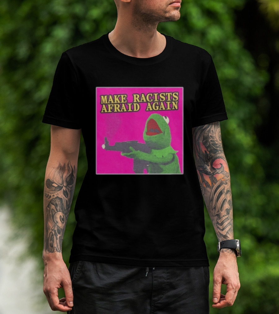 Make Racists Afraid Again Kermit Pepe Parody Pink T-Shirt