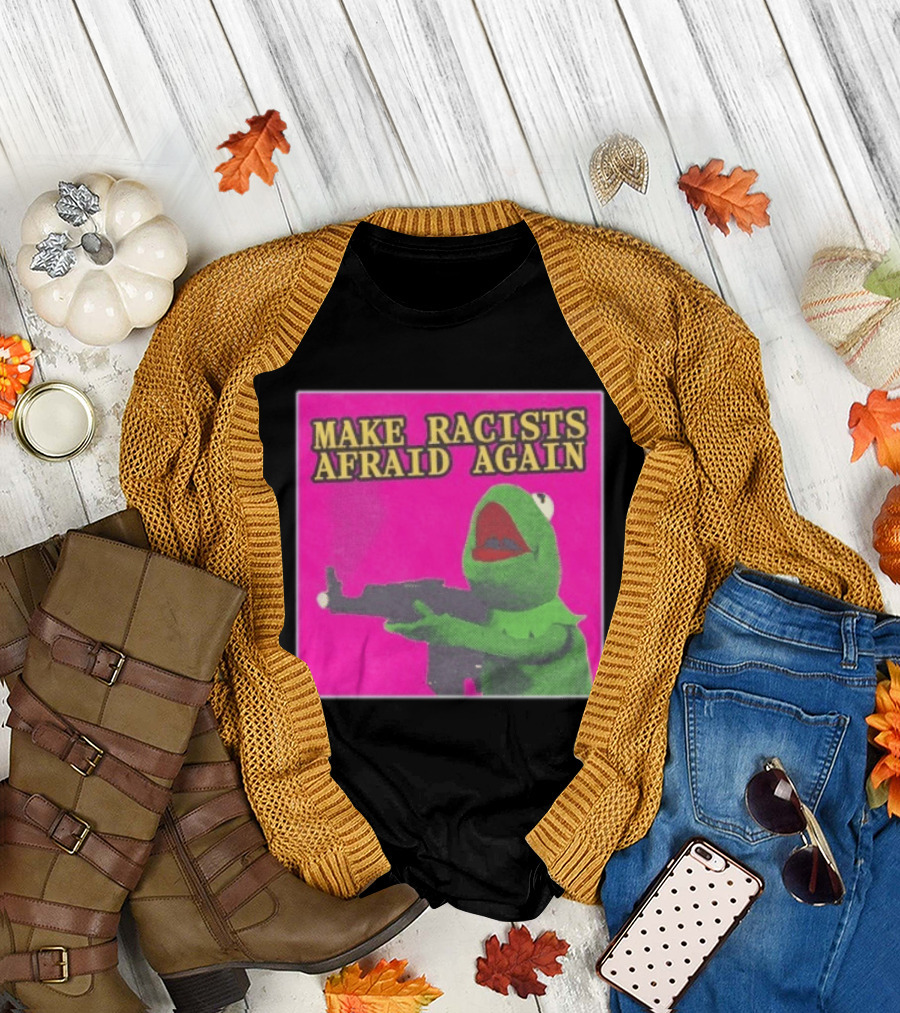 Make Racists Afraid Again Kermit Pepe Parody Pink T-Shirt