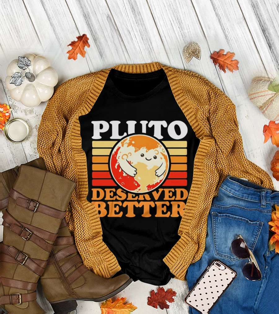 Pluto Deserved Better Cute Cartoon Planet Space Science Astronomy Universe T-Shirt