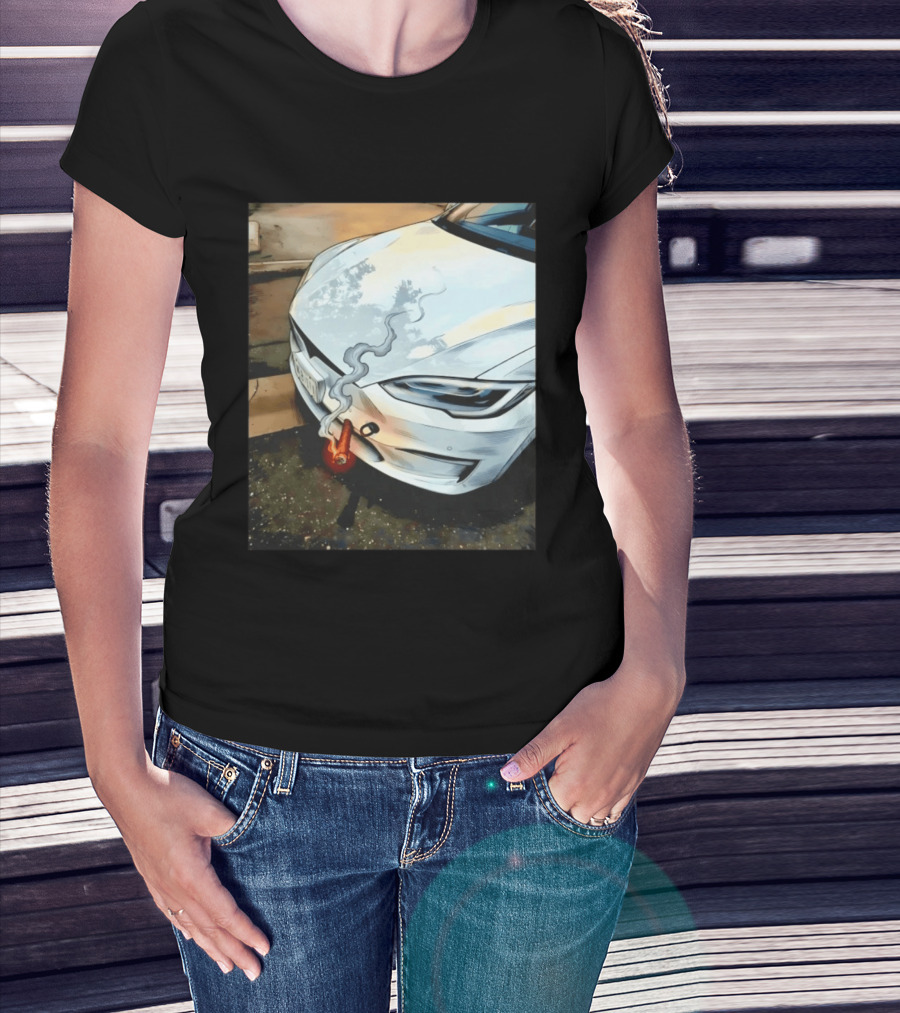 Tesla Car Smoking Light It Up T-Shirt