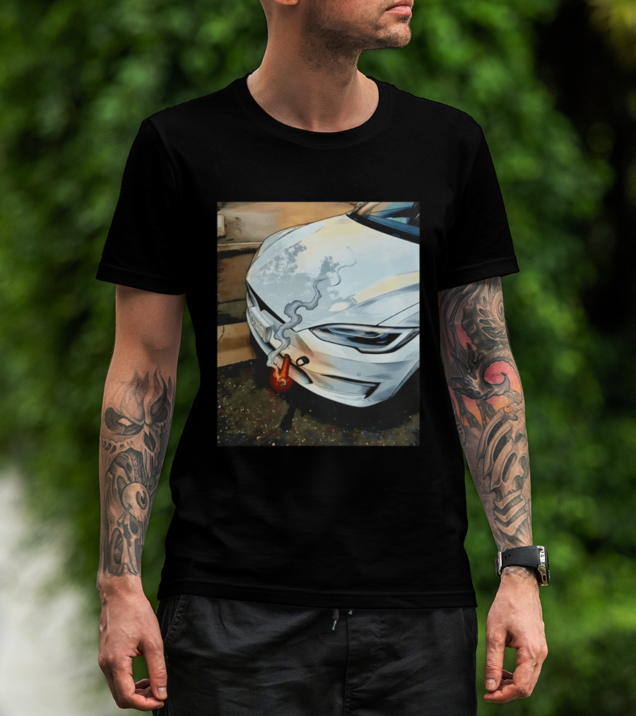 Tesla Car Smoking Light It Up T-Shirt