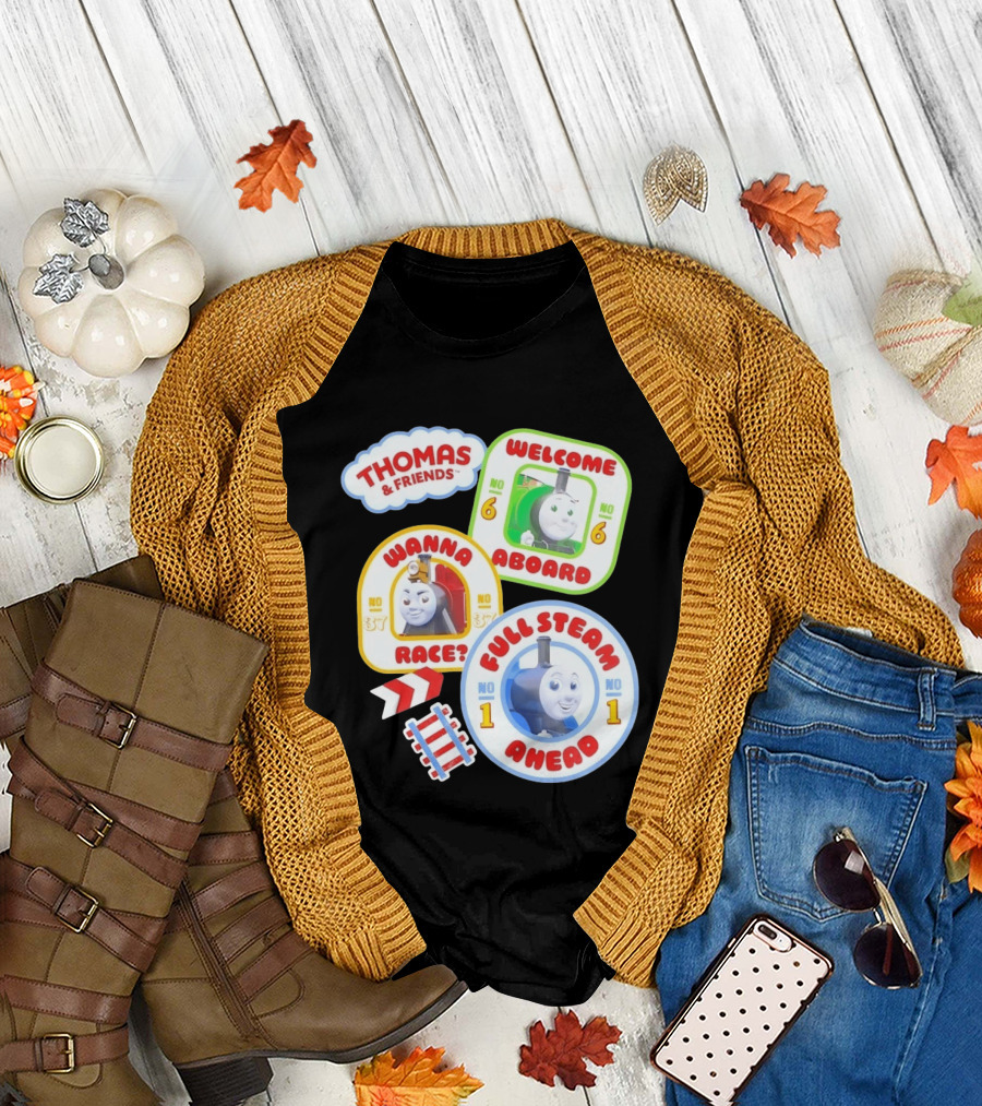 Thomas And Friends Welcome Aboard Full Steam Ahead Wanna Race No 1 No 6 No 37 T-Shirt
