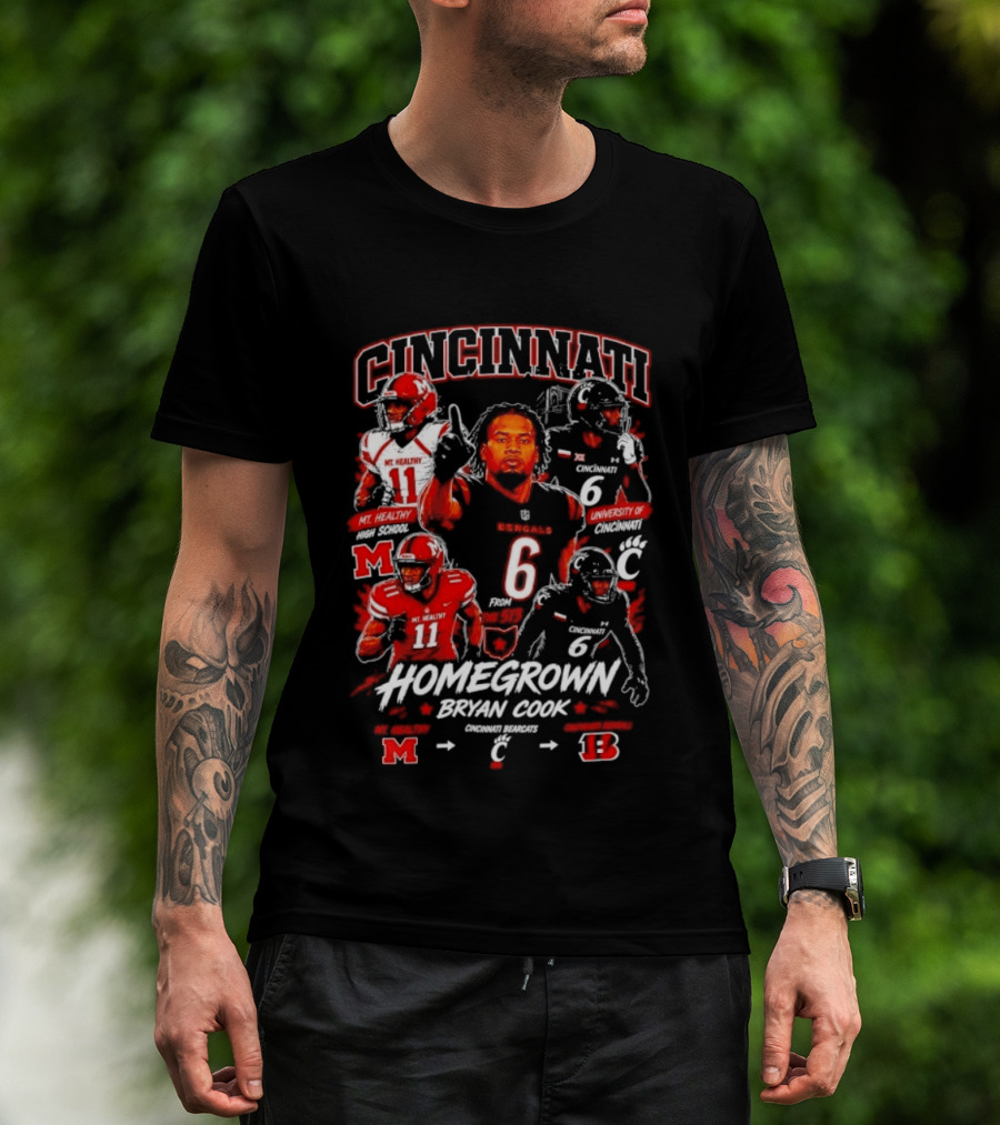 Cincinnati Bearcats Homegrown Bryan Cook University Of Cincinnati Mt. Healthy T-Shirt