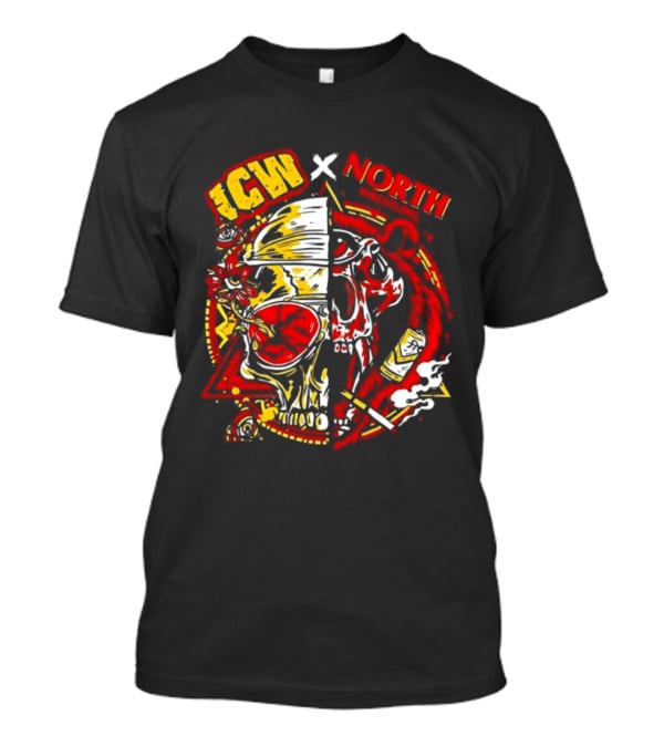 ICW X NORTH Wrestling Skull Collaboration T-Shirt