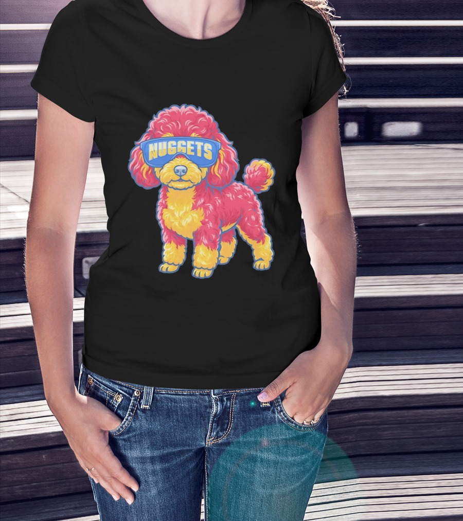 Denver Nuggets Teacup Poodle Wearing Oversized Glasses T-Shirt