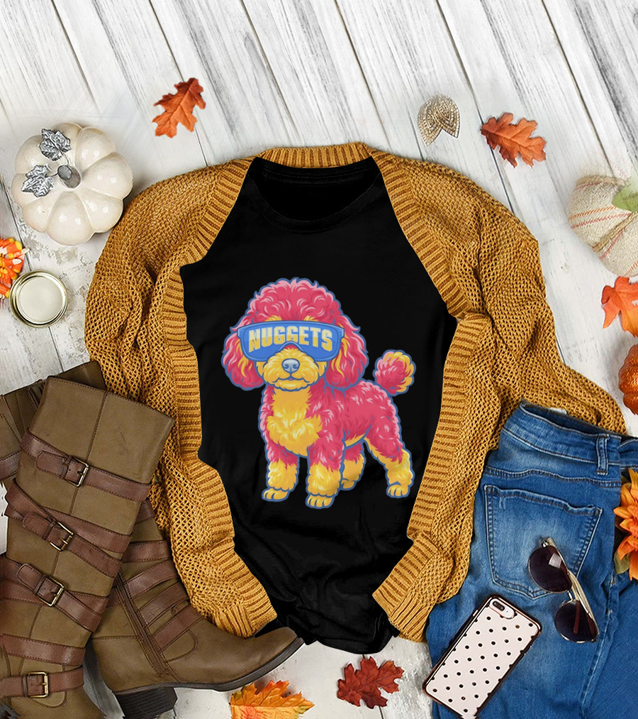 Denver Nuggets Teacup Poodle Wearing Oversized Glasses T-Shirt