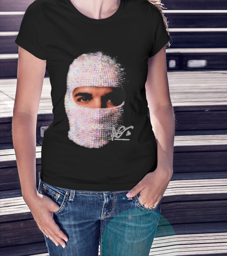 Drake Iceman Mask Jewel Encrusted Balaclava T-Shirt