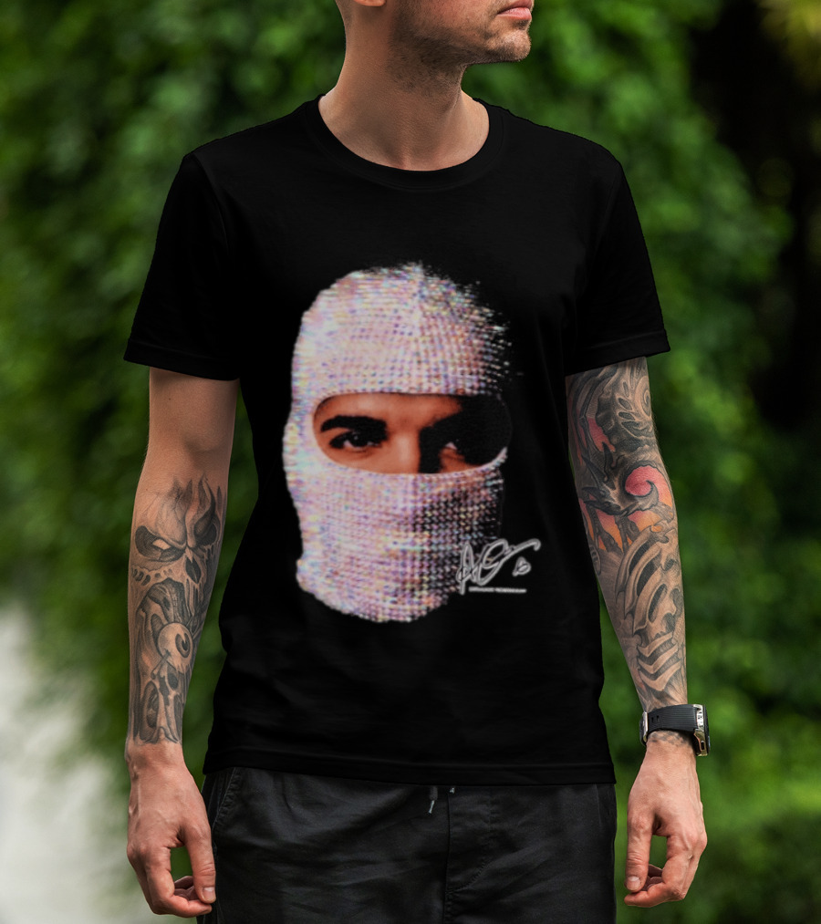Drake Iceman Mask Jewel Encrusted Balaclava T-Shirt