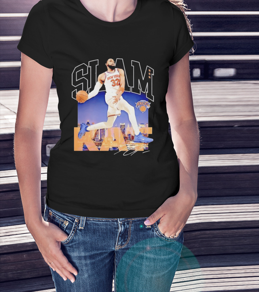 Karl Anthony Towns New York Knicks Slam Kat NBA Basketball 32 Jersey T-Shirt