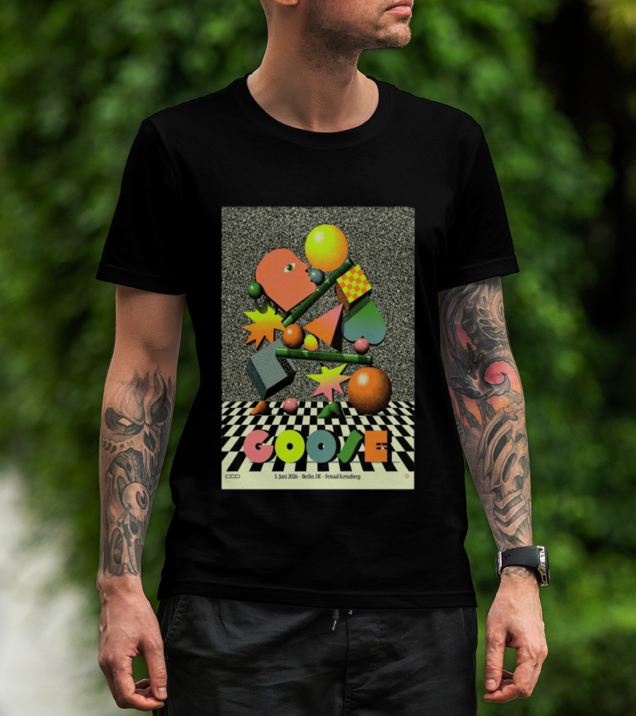 Goose Berlin DE 3 Juni 2026 Festsaal Kreuzberg Checkered Geometric T-Shirt