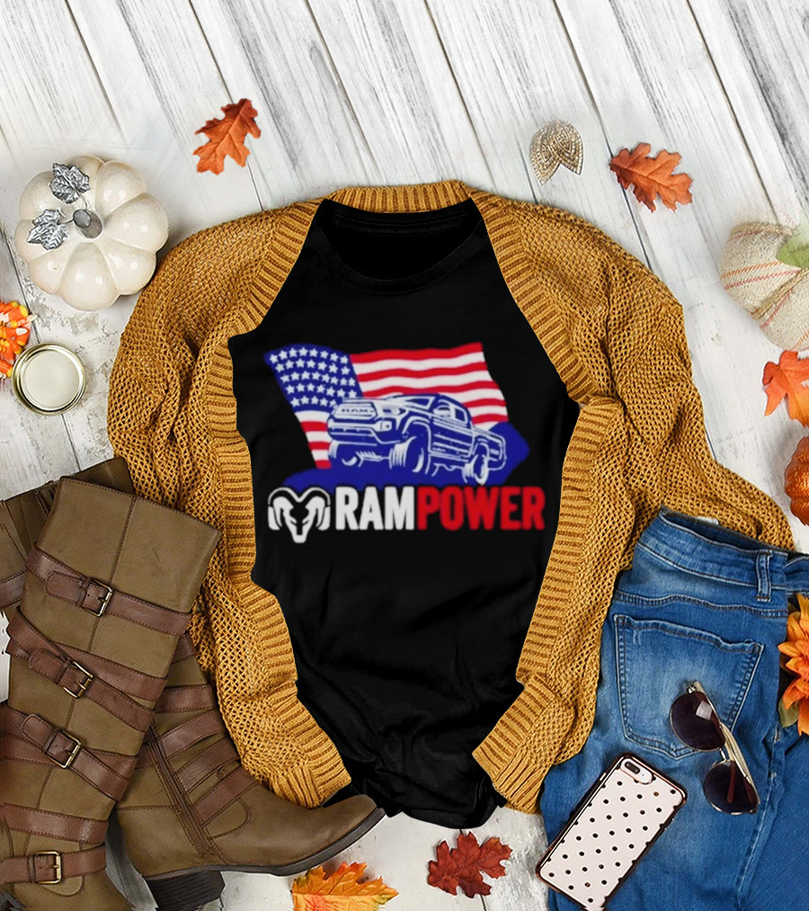 Ram Power Truck American Flag 2026 Patriotic T-Shirt