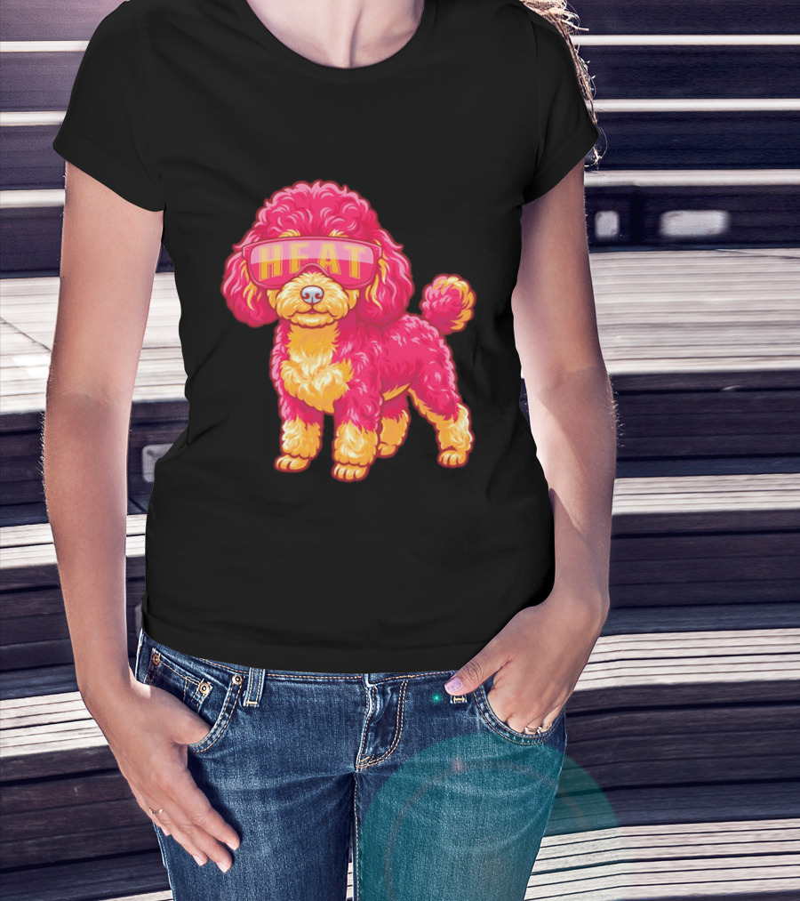 Miami Heat Teacup Poodle Cartoon HEAT Glasses T-Shirt