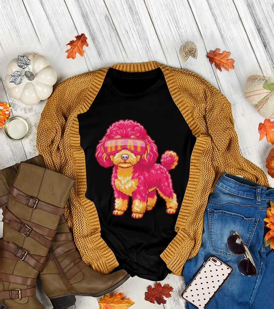 Miami Heat Teacup Poodle Cartoon HEAT Glasses T-Shirt