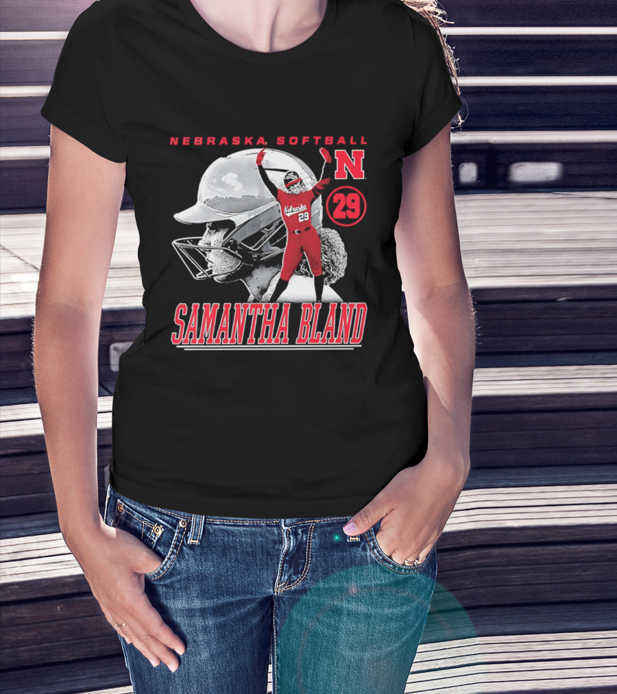 Nebraska Softball Samantha Bland Number 29 Player Iconic N T-Shirt