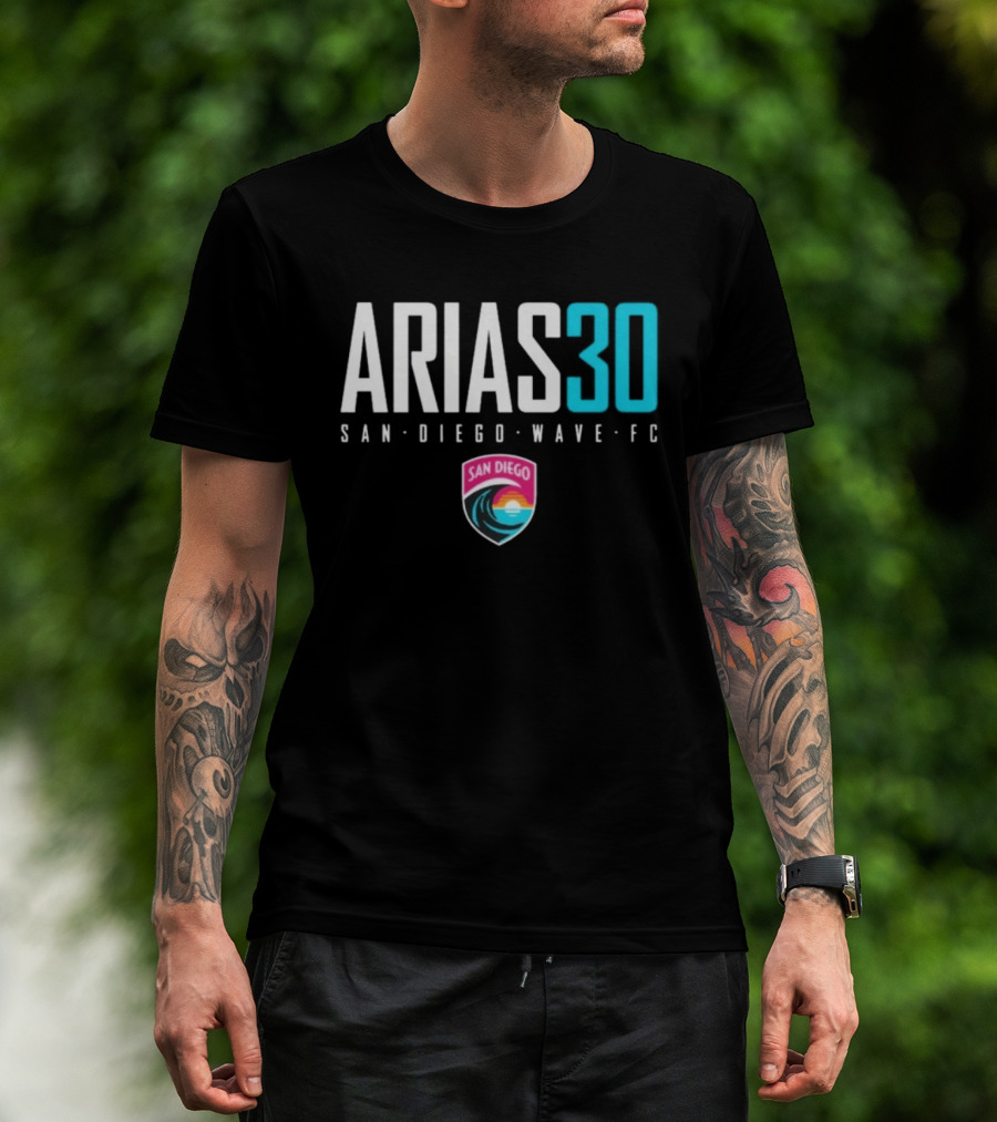 Arias 30 San Diego Wave FC Soccer NWSL Player Team Crest T-Shirt