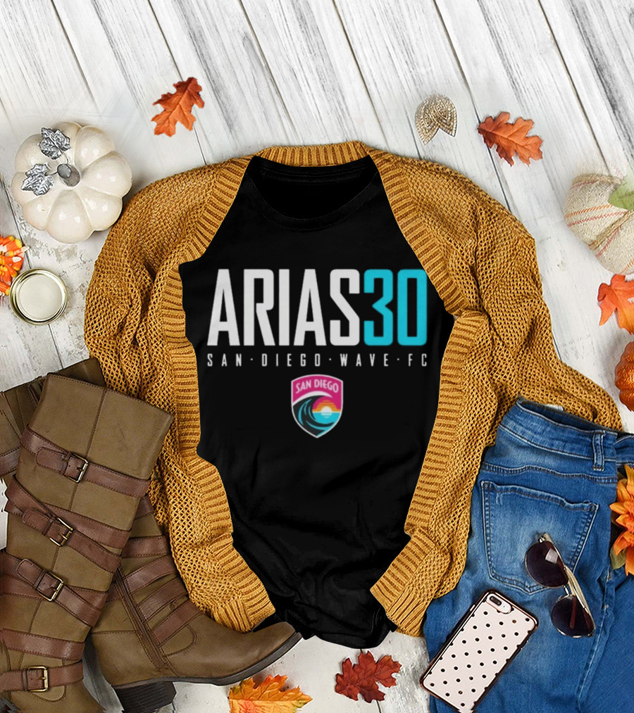 Arias 30 San Diego Wave FC Soccer NWSL Player Team Crest T-Shirt