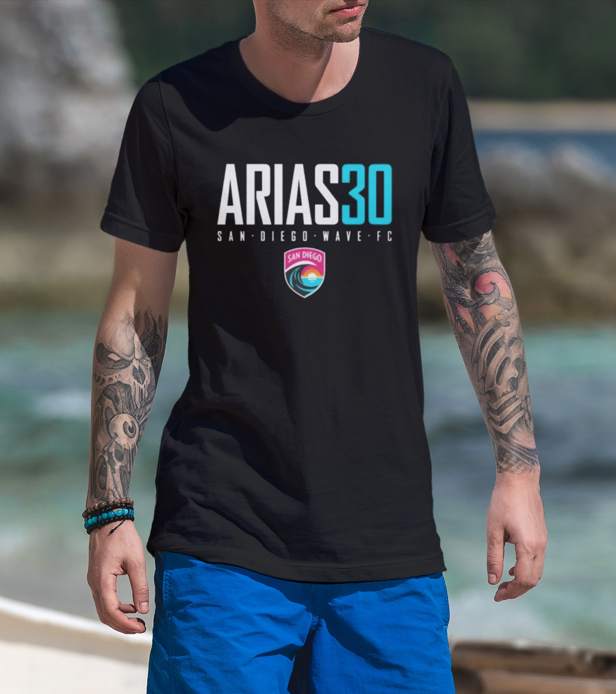 Arias 30 San Diego Wave FC Soccer NWSL Player Team Crest T-Shirt